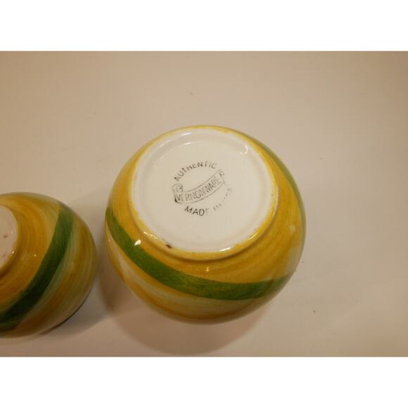 Vernonware Gingham Green Lidded Sugar Bowl And Creamer Set Hand Painted Vintage - Picture 9 of 13